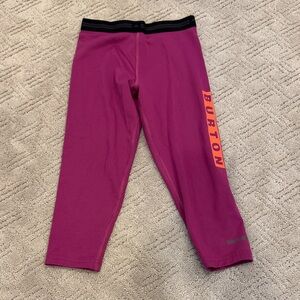 Burton Kids Fuchsia Baselayer Leggings with Vibrant Orange Detail